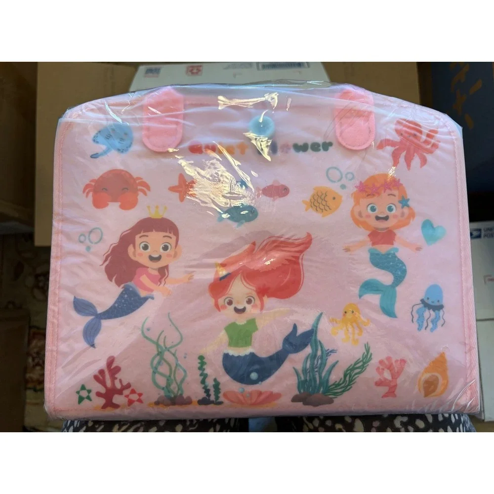 Quiet Flower Busy Board Toddler Sensory Toy Mermaid Pink 89PCS